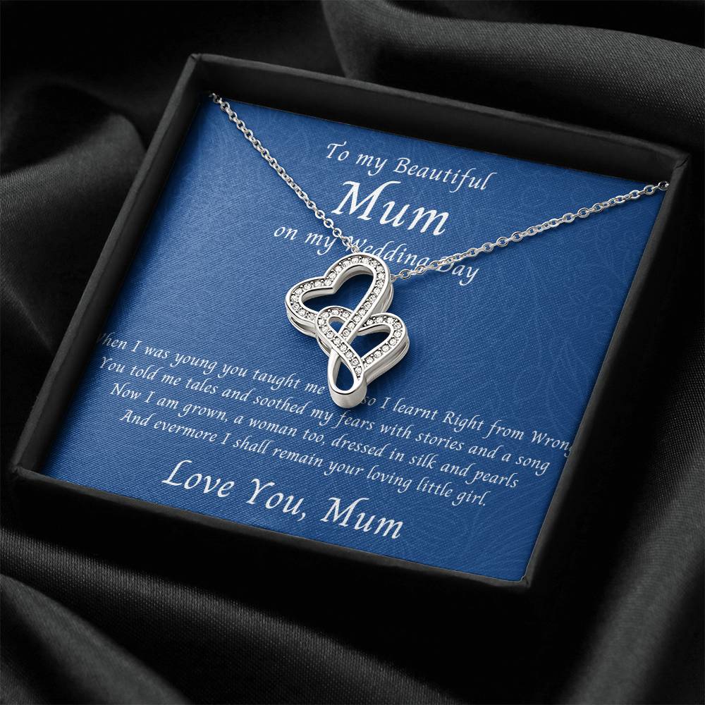 Gify For Mum Mother Of Bride Gift Mum Jewellery Mum Necklace Wedding Day Gift Double Hearts Necklace