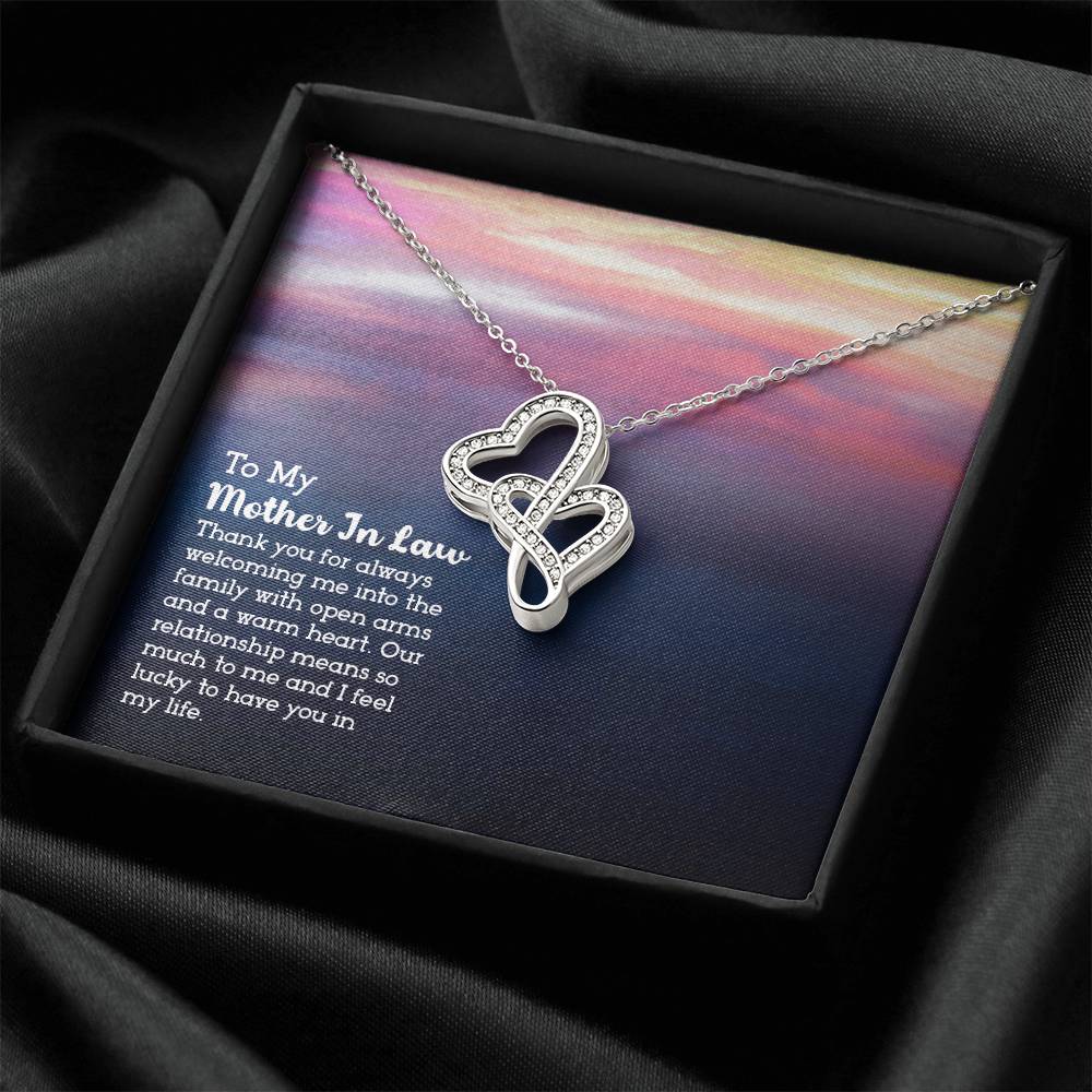 To My Mother-In-Law - Double Hearts Necklace