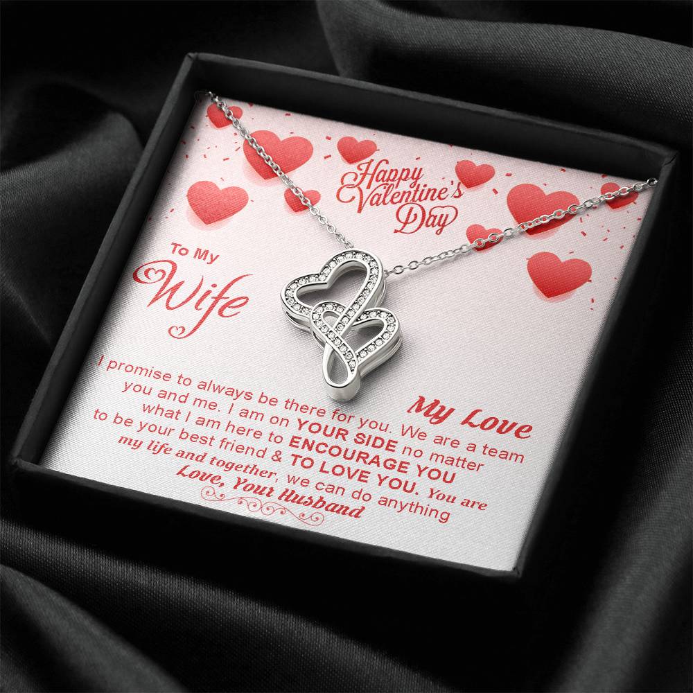 To My Wife - Double Hearts Necklace