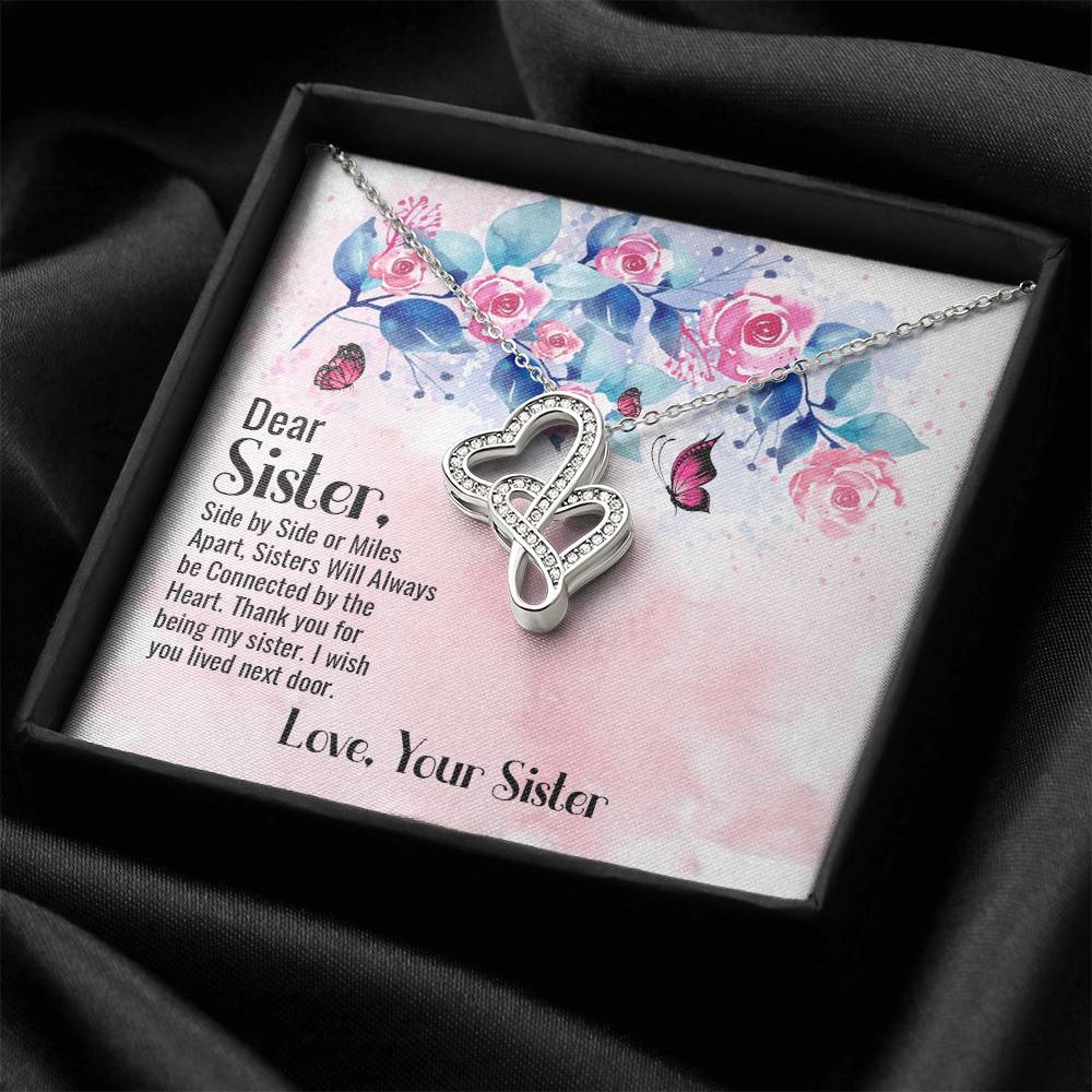 Dear Sister - Love Your Sister - Double Hearts Necklace