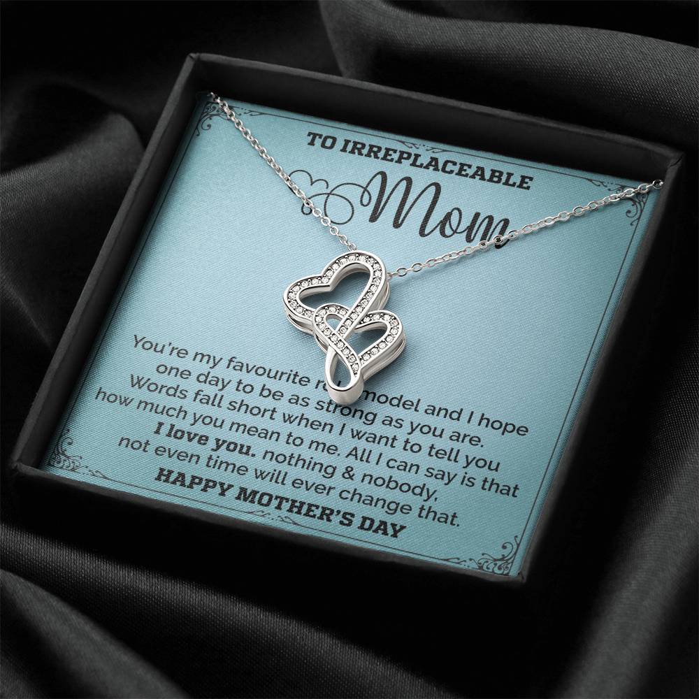Mom Is My Favourite Role Modle - - Mothers Day Double Hearts Necklace