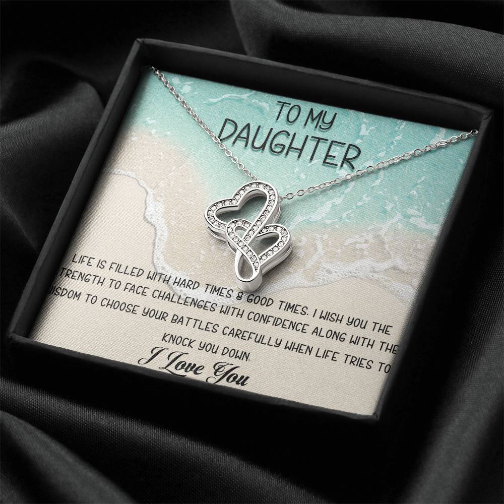 To My Daughter Necklace - Mom To Daughter Double Heart Necklace Gift - Mom And Daughter Always Remember Gift From Mom 5 Double Hearts Necklace