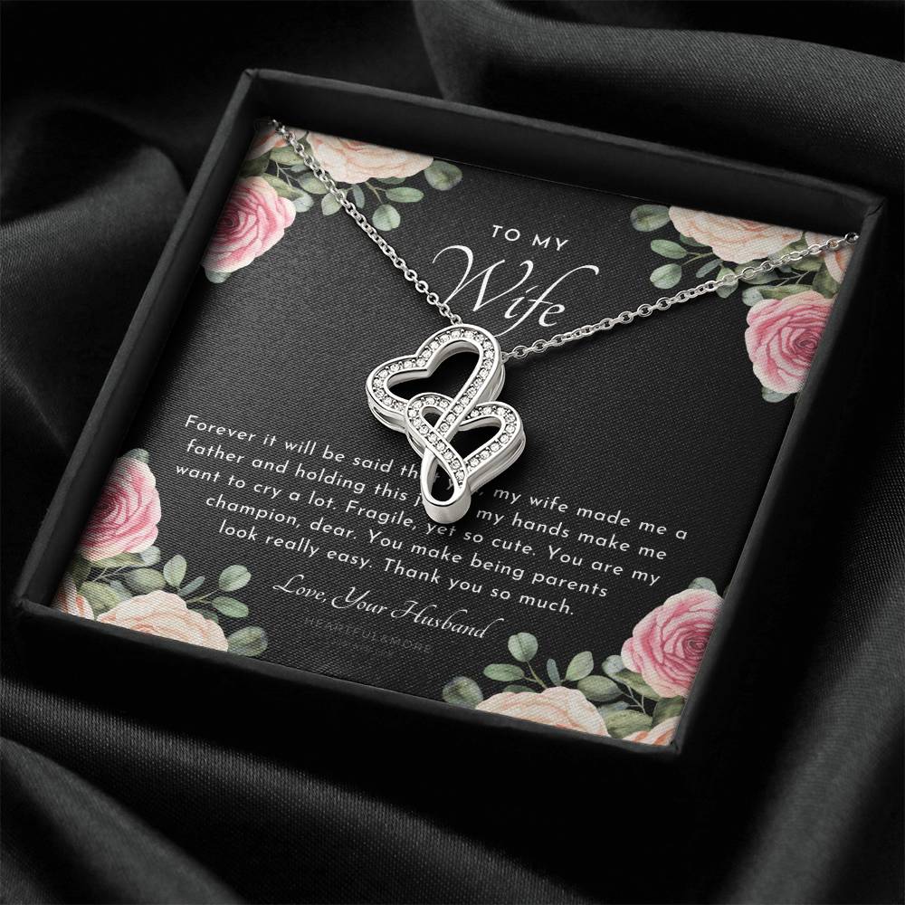 Postpartum Gift For Wife Gift For Wife Post Pregnancy Becoming A Mother Gift Gift For Wife Birth Wife After Pregnancy Double Hearts Necklace