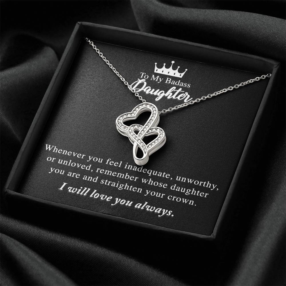 To My Badass Daughter - Joined Hearts Necklace Double Hearts Necklace