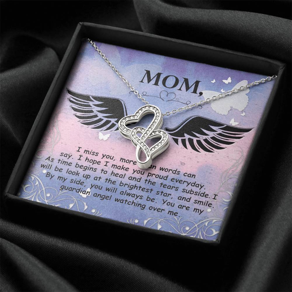 Mom - I Miss You More Than Words Can Say - Double Hearts Necklace