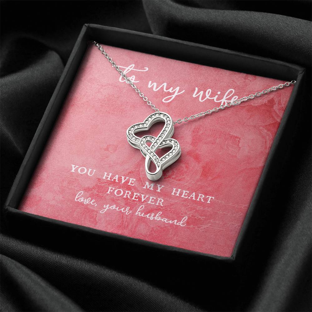 To Wife From Husband Valentine's Day Anniversary Romantic Gift For Her Double Hearts Necklace