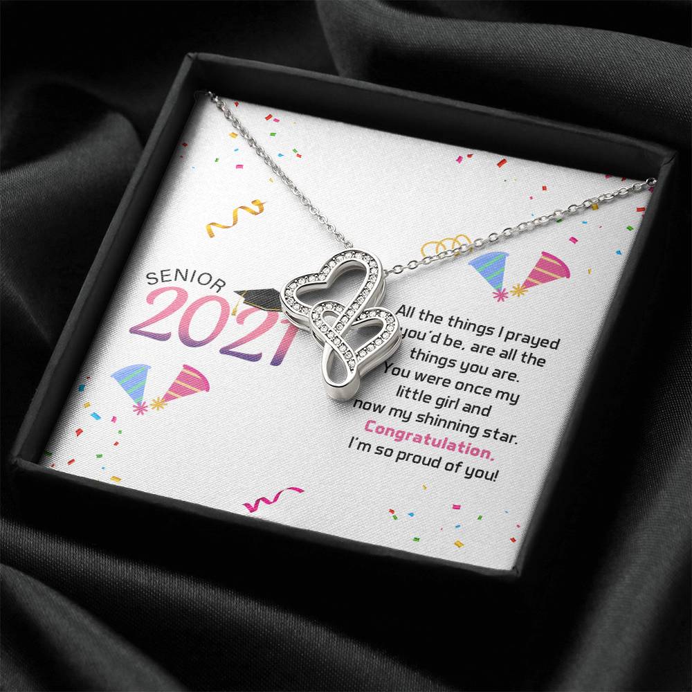 Senior Graduation Double Hearts Necklace