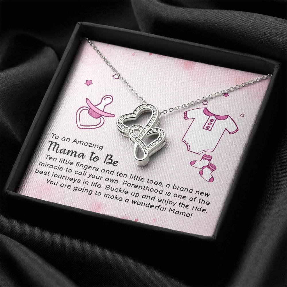 To An Amazing Mama To Be - Double Hearts Necklace