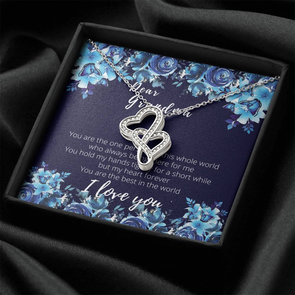 Gorgeous For Grandma Double Hearts Necklace