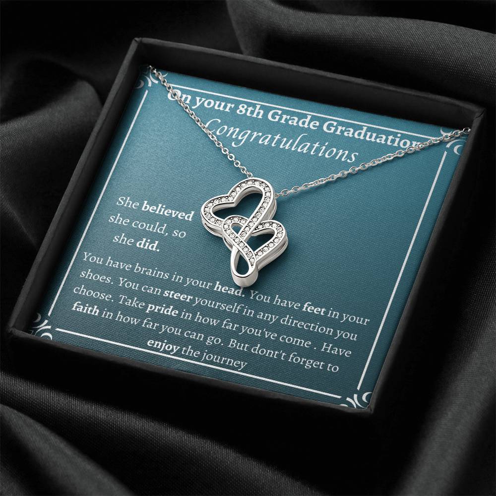 Double Heart 8Th Grade Graduation She Believed Double Hearts Necklace