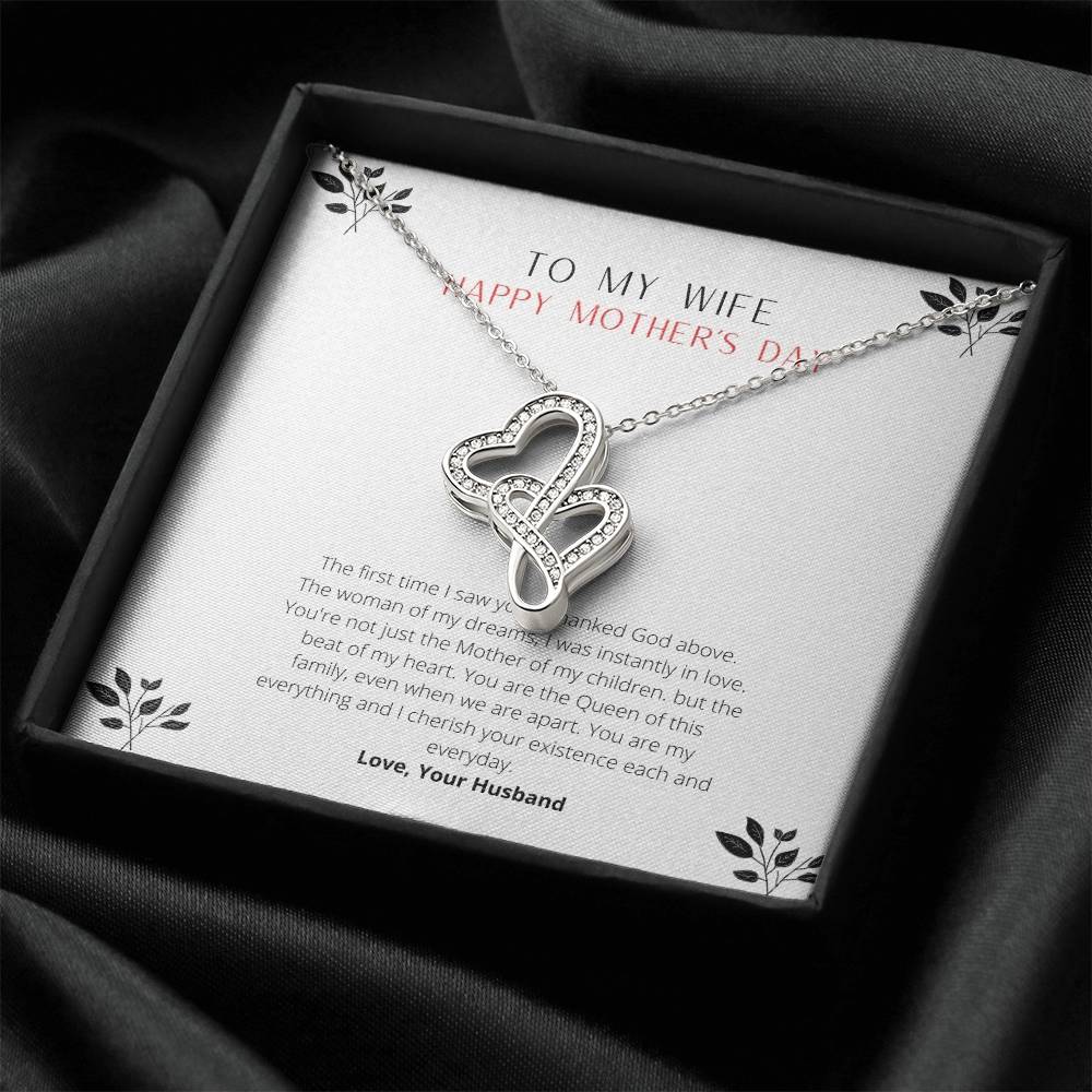 Necklace For Your Wife - An Eternal Love - Love Your Husband - To Wife From Husband Double Heart Necklace Gift Wedding 1 Double Hearts Necklace