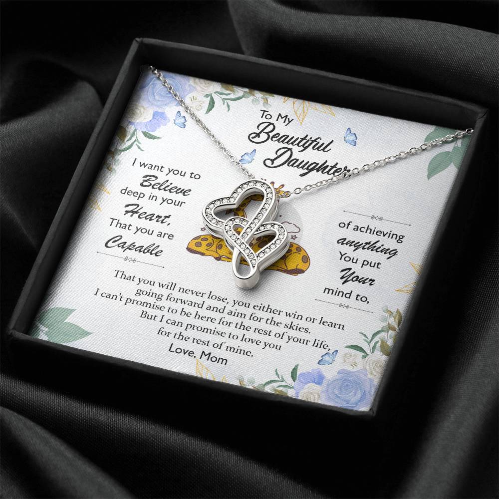 Gift For Daughter From Mom - Daughter Mother Necklace - Giraffe Necklace - Mother And Daughter - Mom Gifts From Daught Double Hearts Necklace