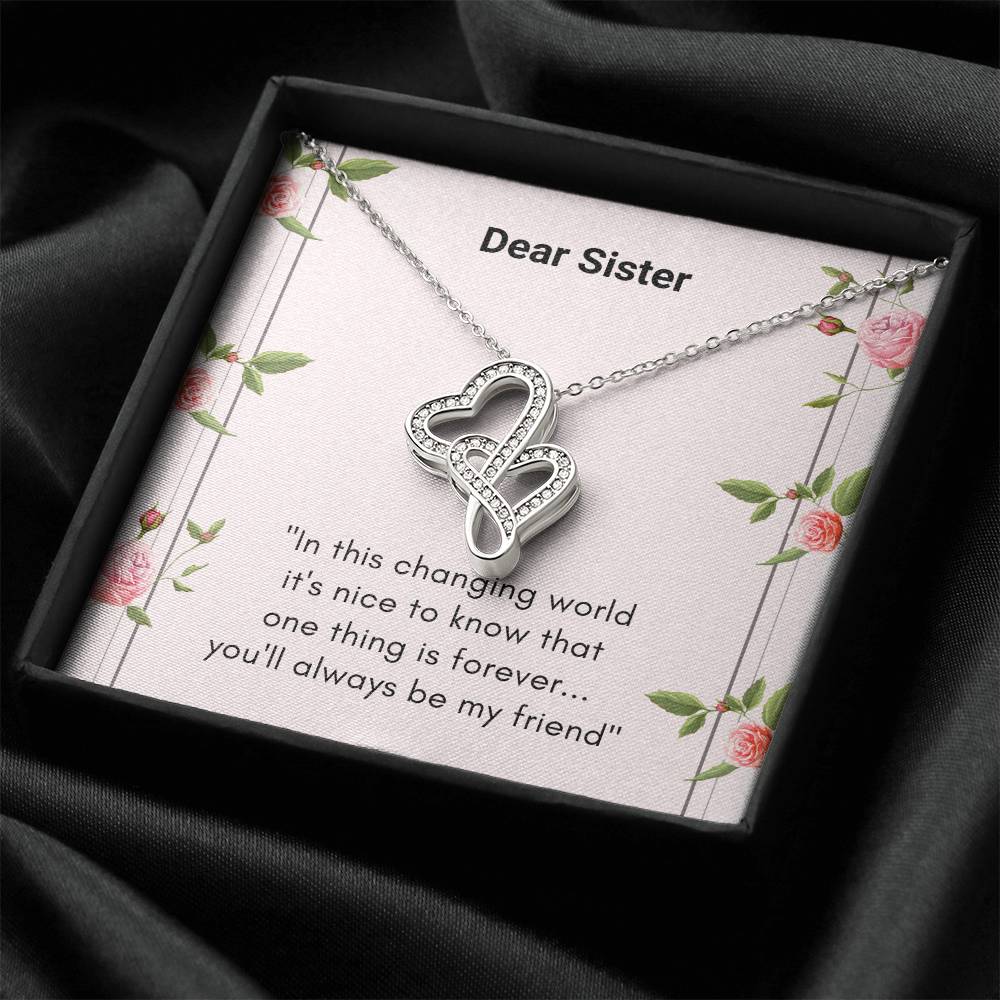 Personalised Gift For A Sister Big Sis Little Sis Gift Idea Wedding Gift For Sister Birthday Gift Idea For Sister Ch Double Hearts Necklace