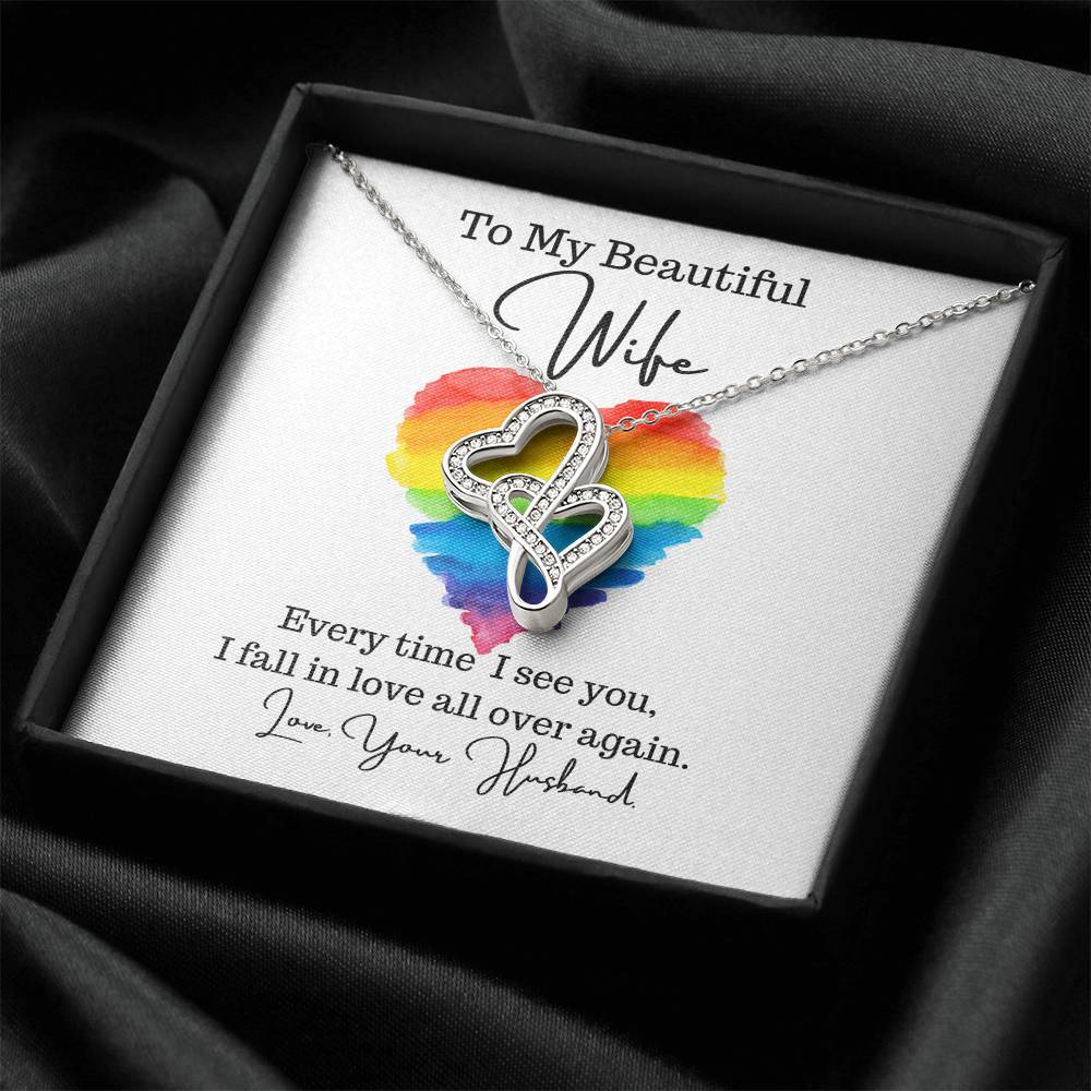 Husband To Wife - Necklace For Gift 4 Double Hearts Necklace