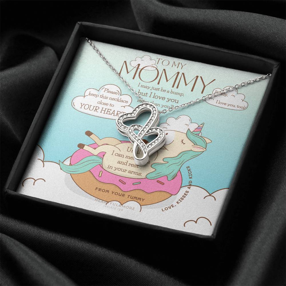 Baby Shower Gift New Mommy Necklace Pregnant Wife Gift I May Just Be A Bump But I Love You To Mummy From Bump To 1 Double Hearts Necklace