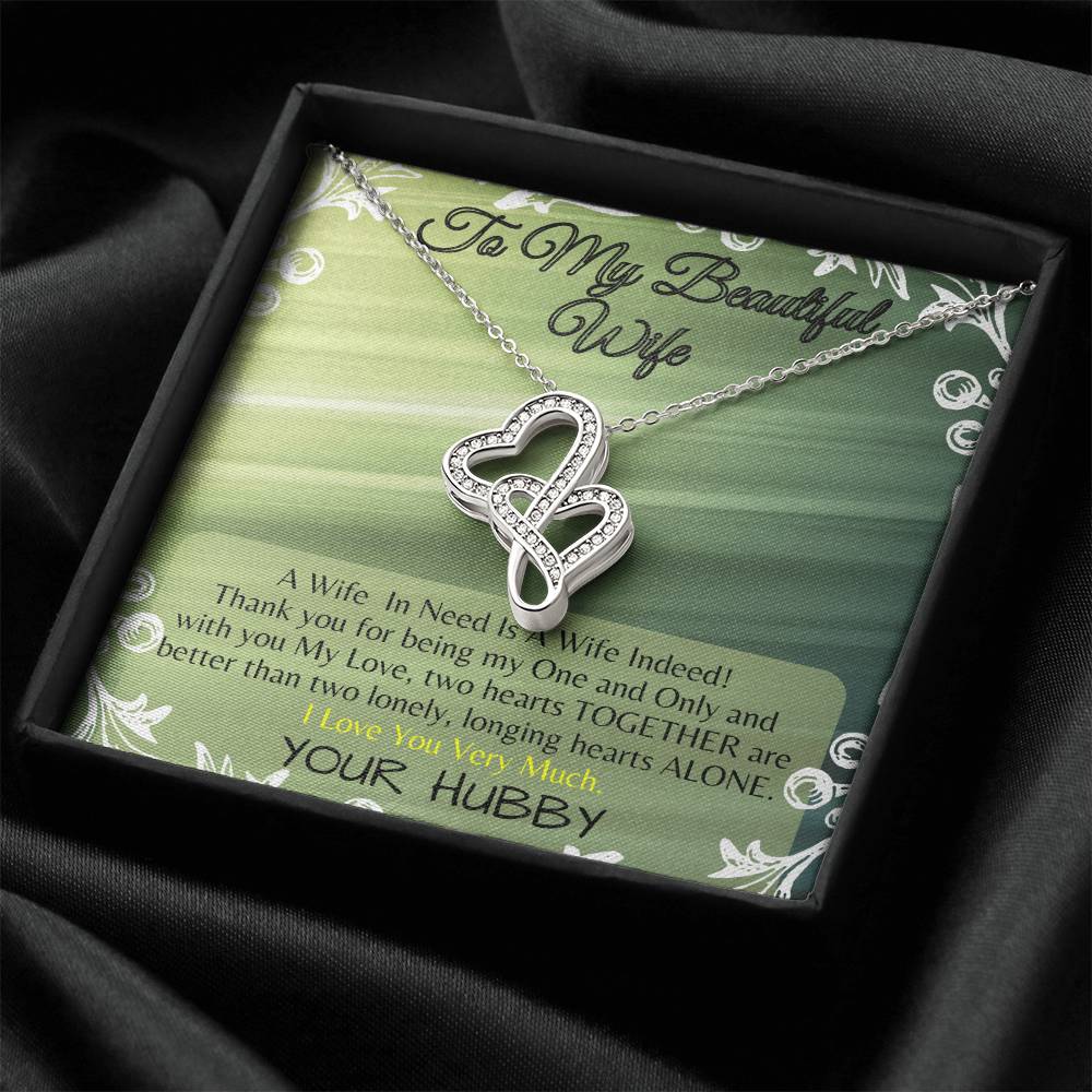 For My Beautiful Wife - The Double Hearts Necklace