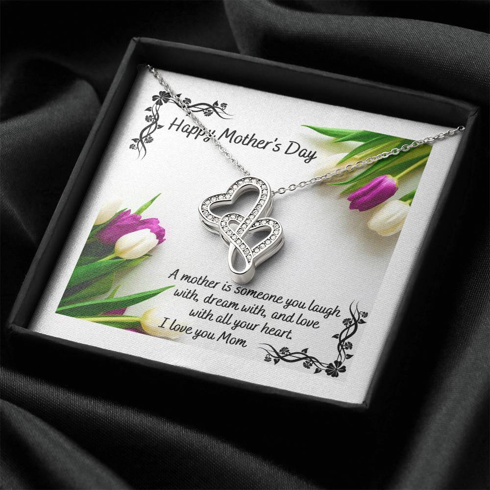 Happy Mother's Day 1 Double Hearts Necklace