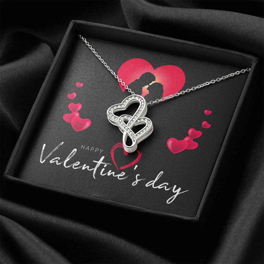 Happy Valentine's Day Necklace - Message Card - Necklaces For Women - Future Mrs. Necklace - En 1 Double Hearts Necklace