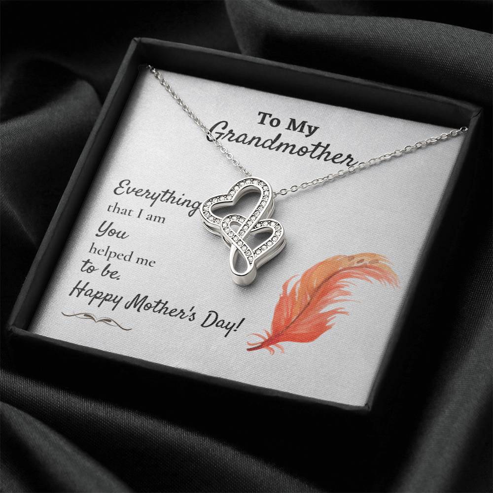 To My Grandmother - Everything That I Am Double Hearts Necklace