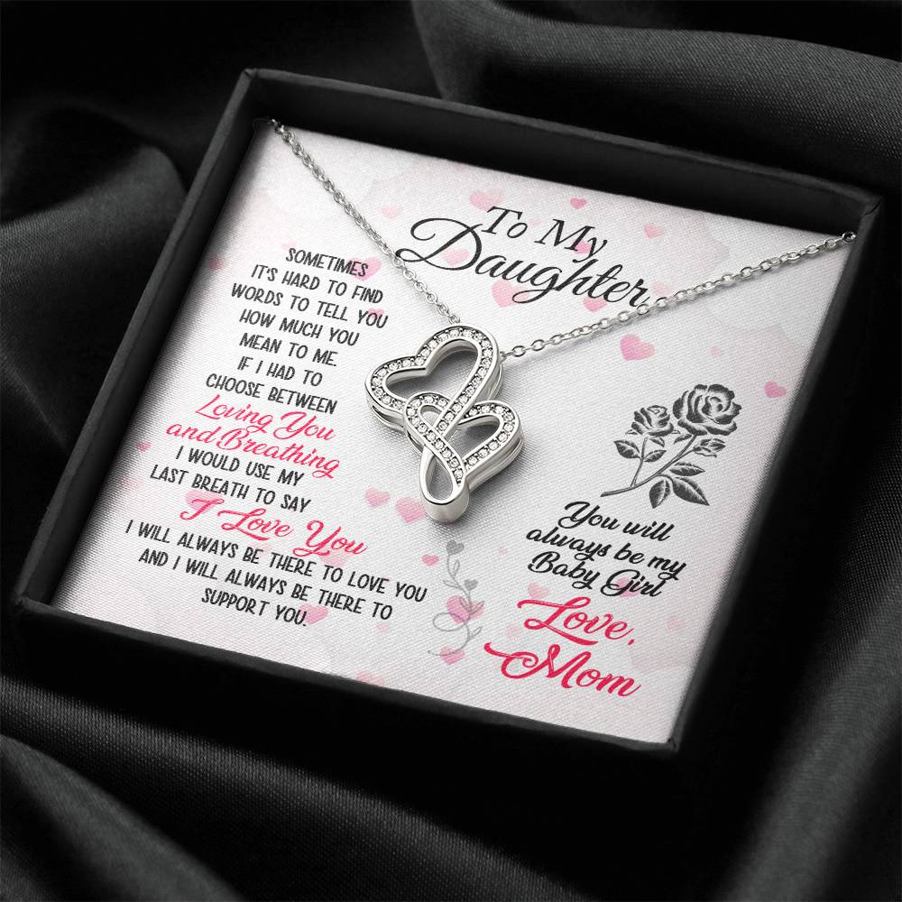 To Daughter From Dad 2 Double Heart Necklace Gift - Mother And Daughter Necklace - Mom Gift - Mother Jewelry - Daught 2 Double Hearts Necklace