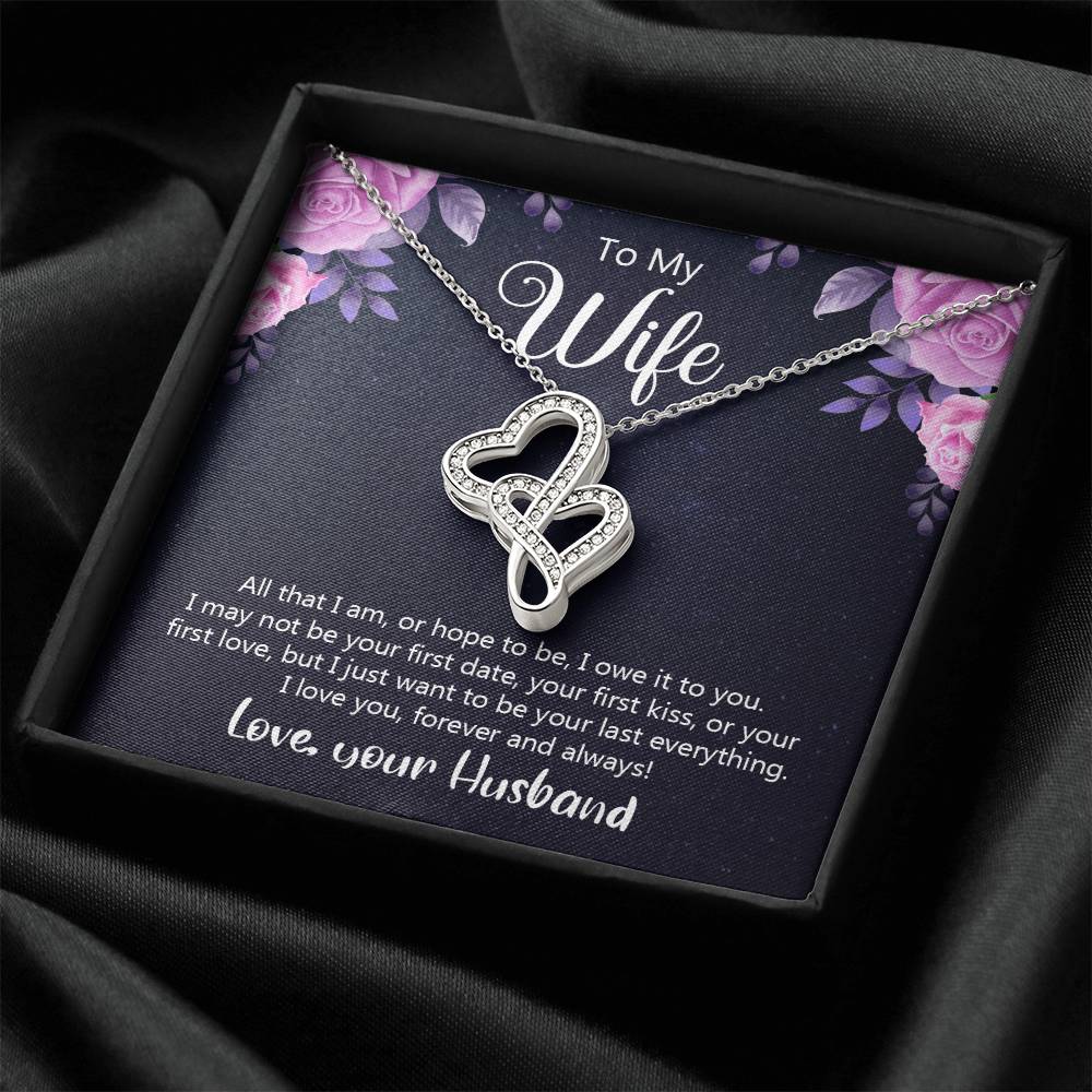 To My Wife - I Love You Forever And Always - Double Hearts Necklace