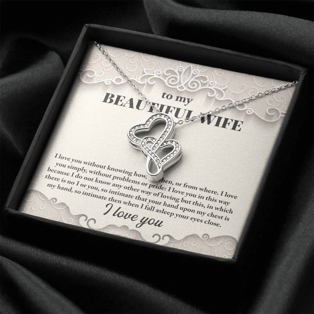 To My Beautiful Wife Necklace - Forever Love Necklace For Wife - I Love You - Wife Christmas Gift Wife Christmas Gift Double Hearts Necklace