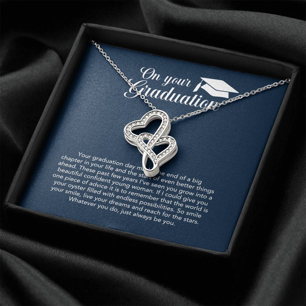 On Your Graduation - Katie - Congratulations - Love Mom And Dad - Sweethearts Necklace - Graduation Gift Necklace For Double Hearts Necklace
