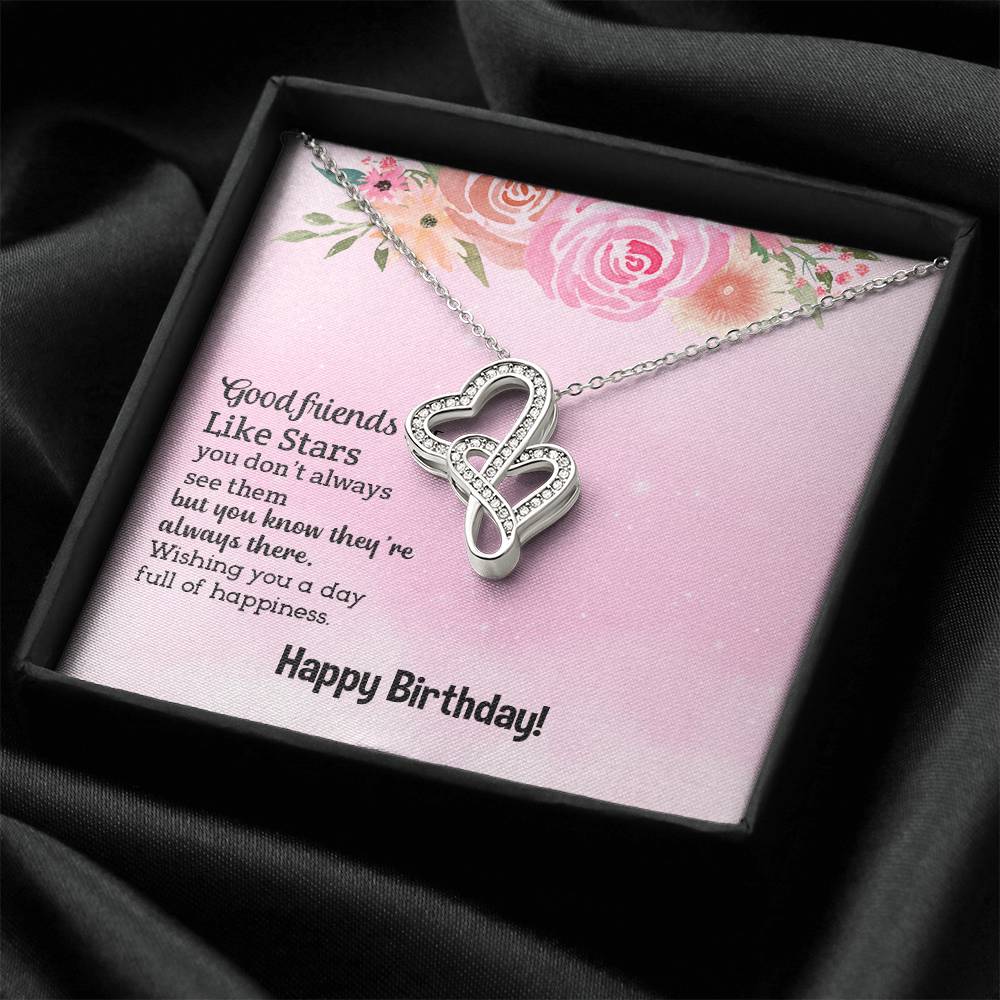 Good Friends Are Like Stars - Birthday Gift For Friend - Double Hearts Necklace