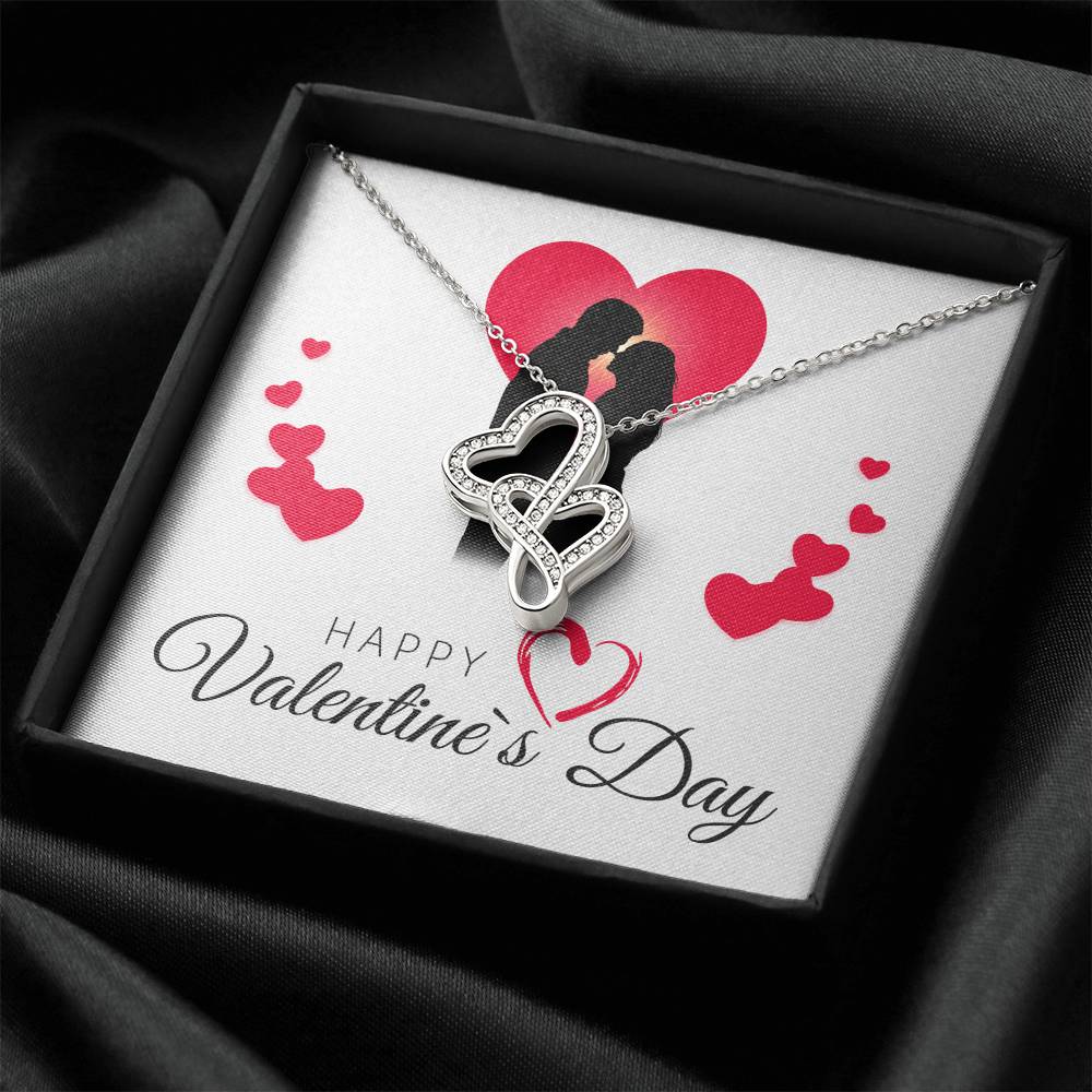 Happy Valentine's Day Necklace - Message Card - Necklaces For Women - Future Mrs. Necklace - En Double Hearts Necklace