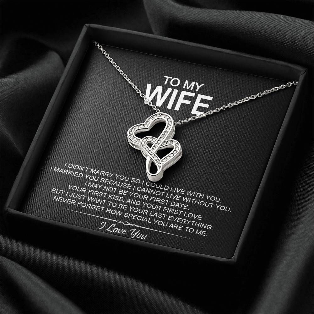 To My Wife - I Love You Message - Tmw18 Double Hearts Necklace