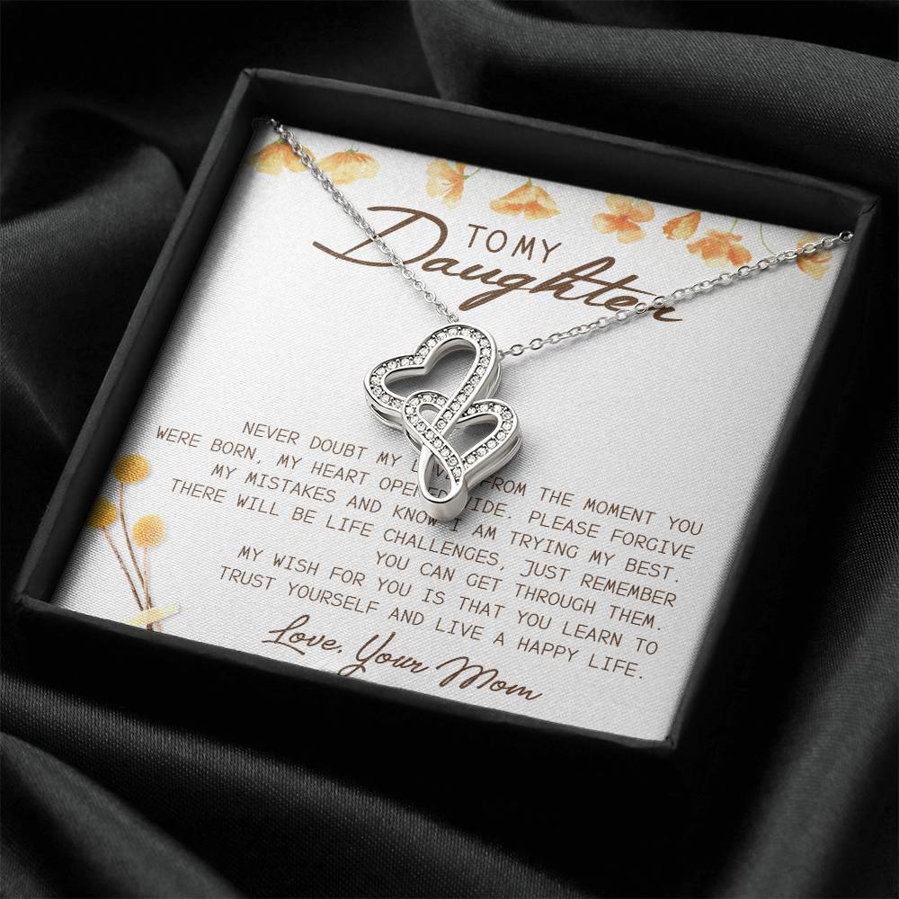 To My Daughter Necklace - Mom To Daughter Double Heart Necklace Gift - Mom And Daughter Always Remember Gift From Mom 8 Double Hearts Necklace