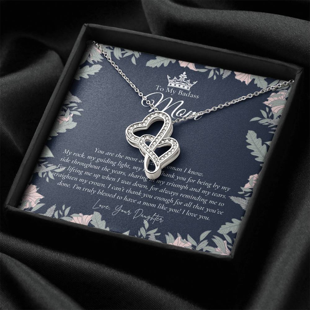 To My Beautiful Mom Necklace Badass Mom Gift Mother’S Day Gift Birthday Gift Gift From Daughter On Wedding Day Double Hearts Necklace