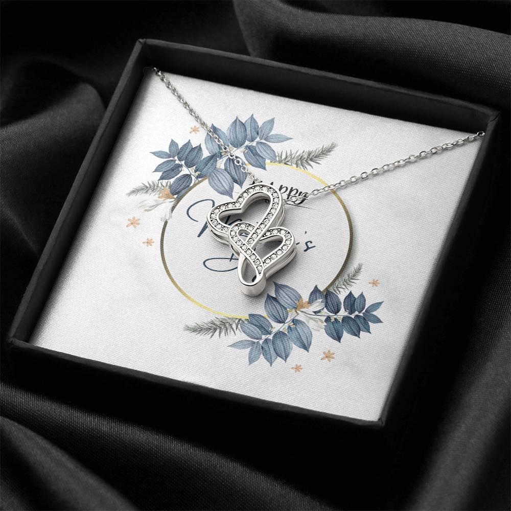 Mother's Day Message Card With Necklace Gift Double Hearts Necklace