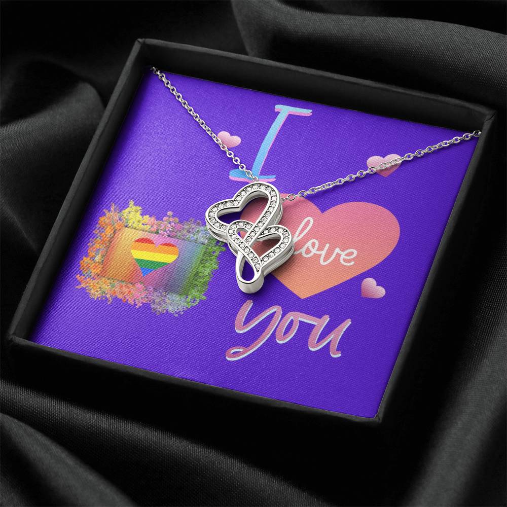 I Love You Lesbian Love Gift Double Hearts Necklace