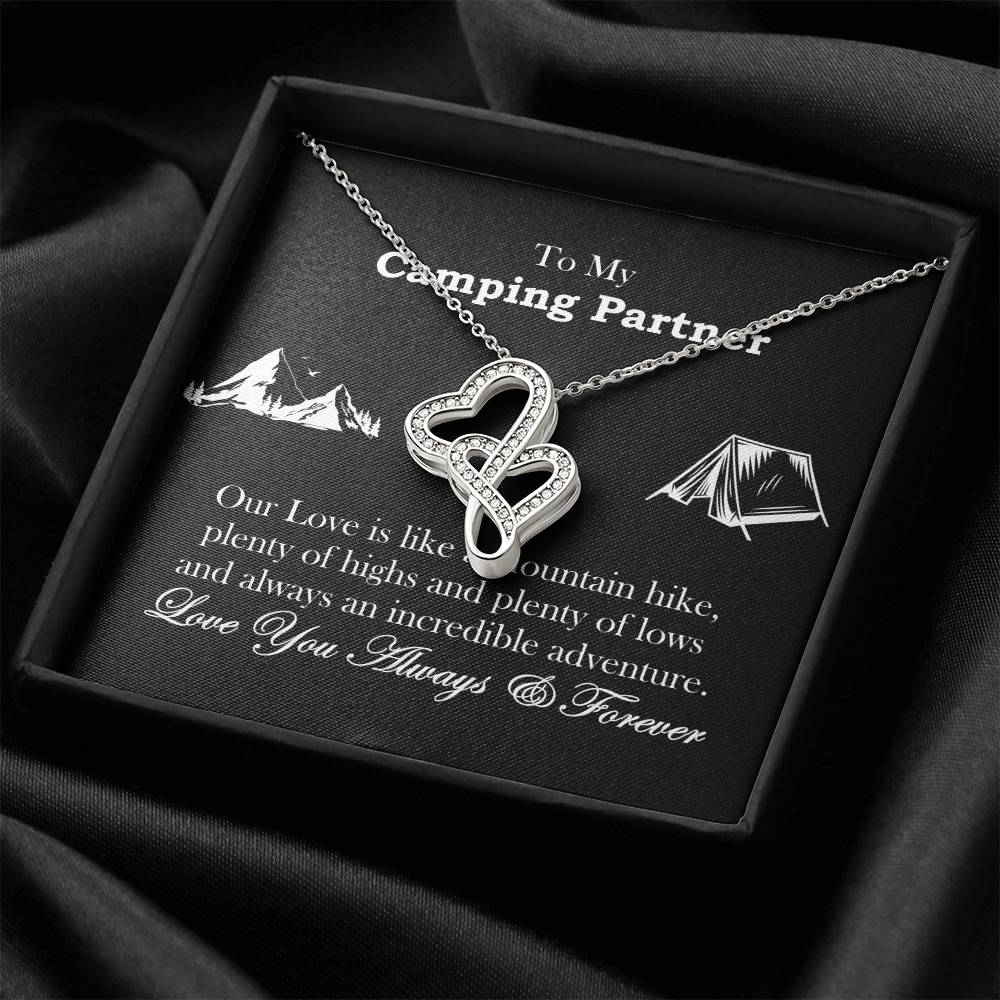 Camping Partner Double Hearts Necklace