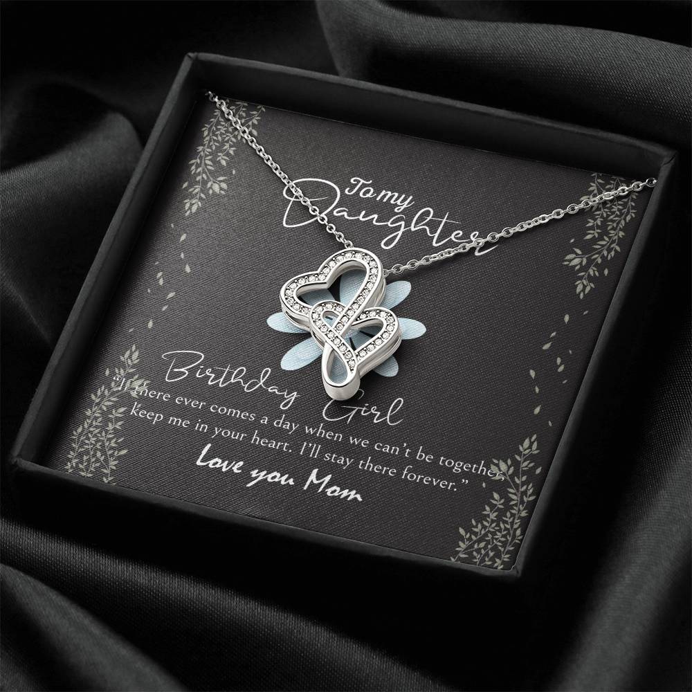 To Daughter From Dad 2 Double Heart Necklace Gift - Gifts For Daughter Gifts For Her - Birthday Gifts - Daughter Gift Double Hearts Necklace