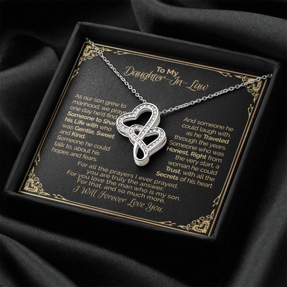 A Gift For Daughter In Law - You Are Truly The Answer Double Hearts Necklace