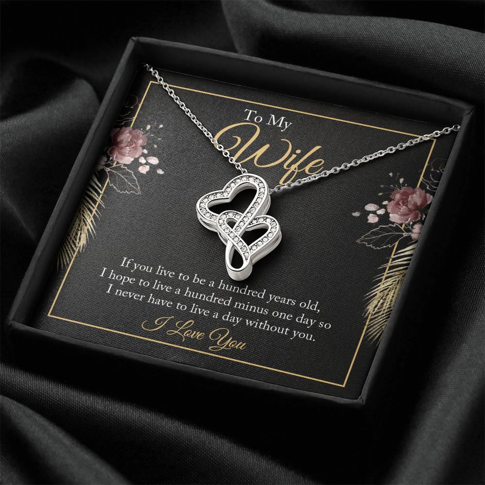 To My Wife - I Love You - Double Hearts Necklace