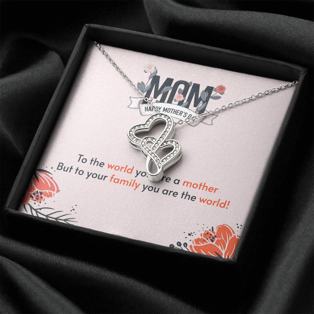 To The World You Are A Mother - Double Hearts Necklace
