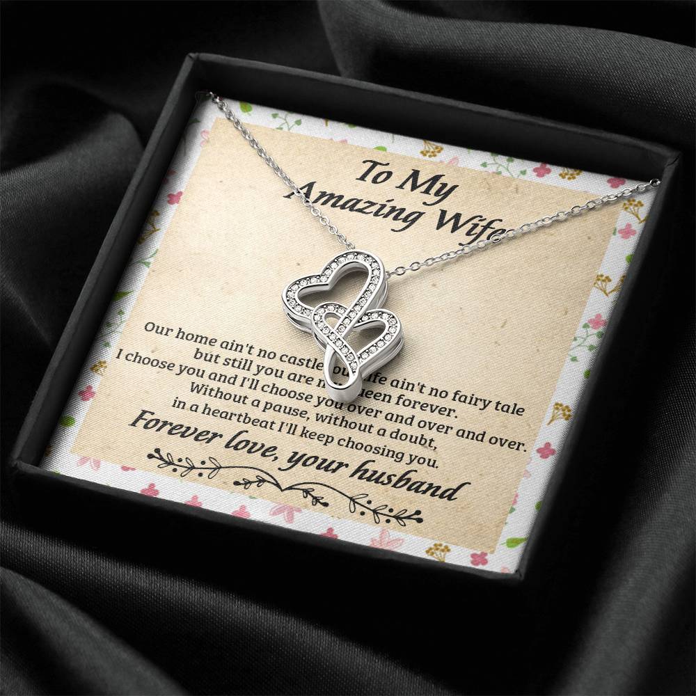 To My Amazing Wife Necklace - Gift For Wife - Still Choose You - Forever Love Necklace - To My Wife Necklace Gift Ann Double Hearts Necklace
