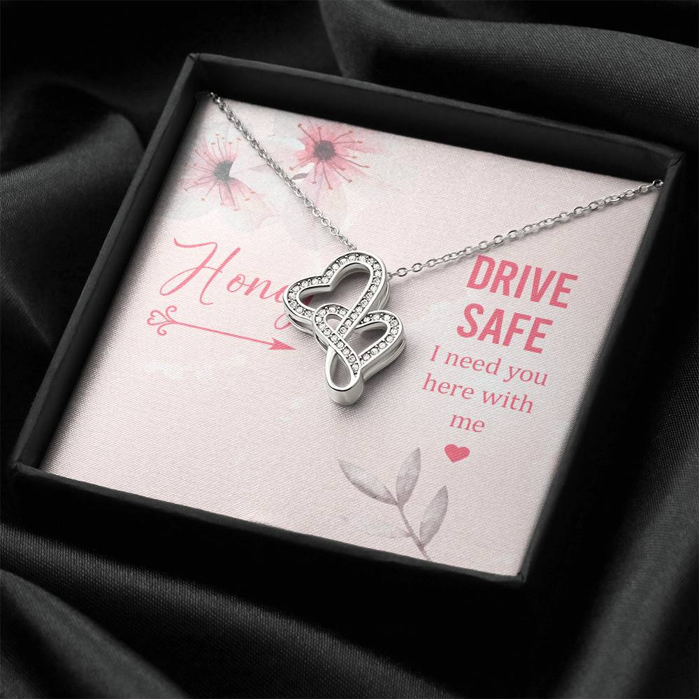 Hony Drive Safe I Need You Here With Me - Double Hearts Necklace