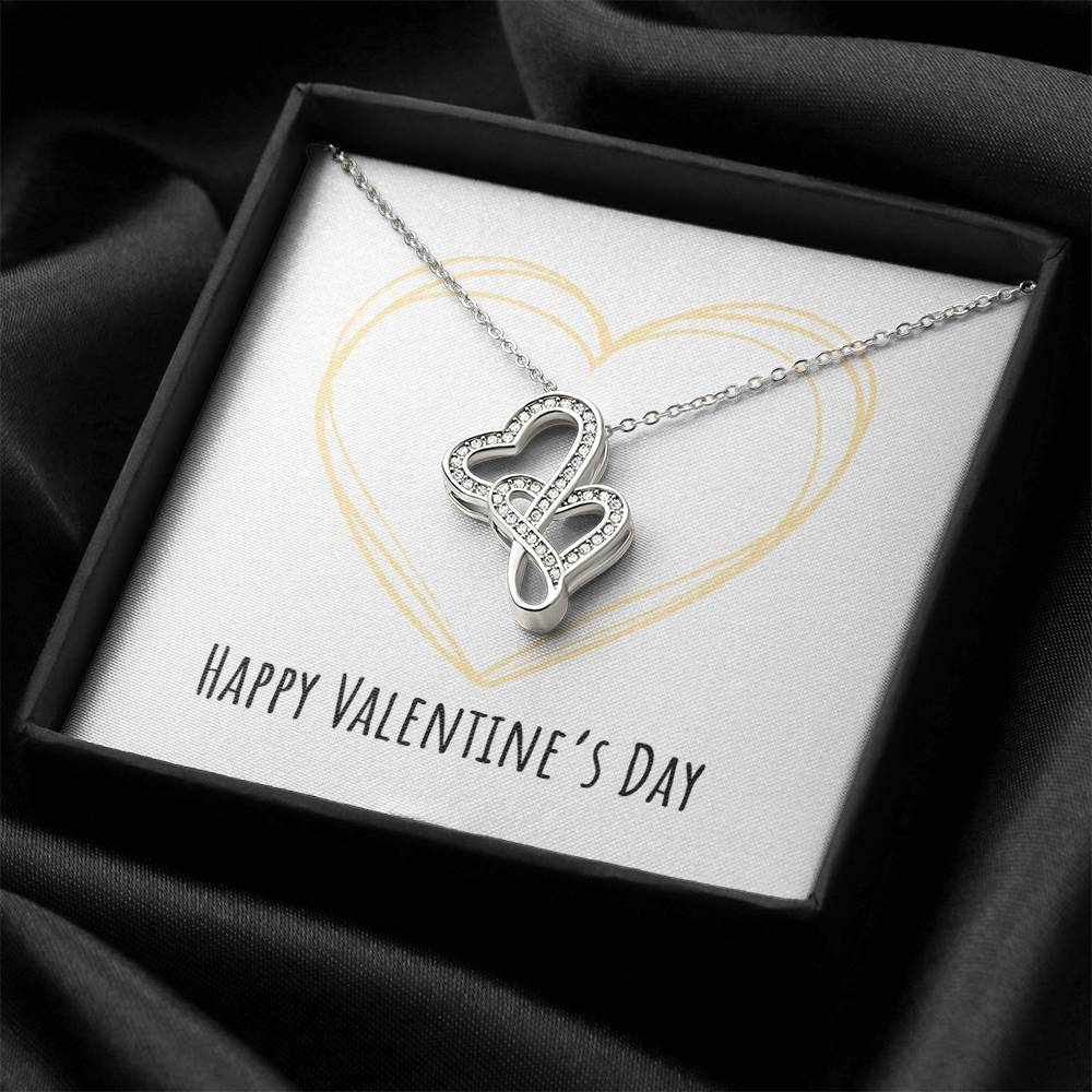 To My Girlfriend Double Hearts Necklace
