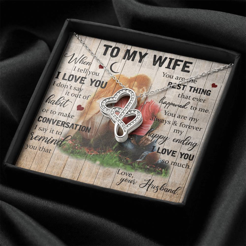 To My Wife Necklace Last Minute Birthday Gift Deep Love Messages For Wife Romantic Wife Gift Husband To Wife Necklace 1 Double Hearts Necklace