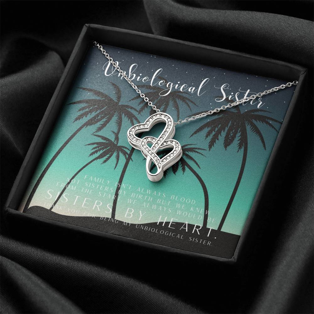 Unbiological Sister Necklace Unbiological Sister Gift Best Friend Necklace Big Little Sorority Soul Sister Bridesmaid Double Hearts Necklace
