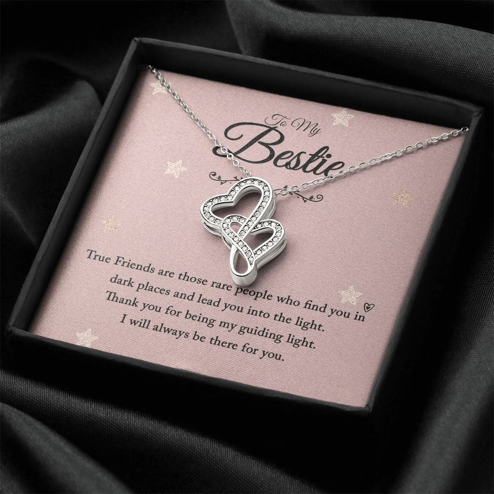 To My Bestie - I Will Always Be There For You - Double Hearts Necklace
