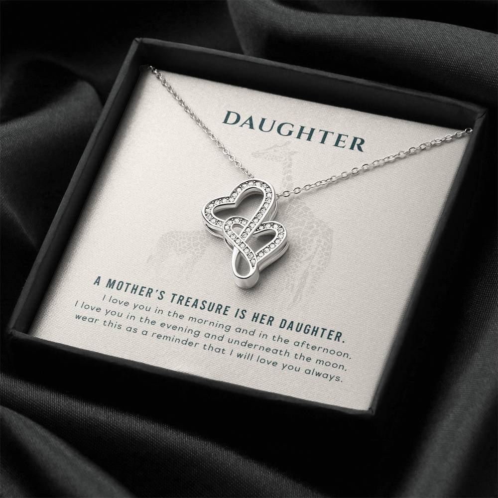 Mom To Daughter Alluring Beauty Necklace Gift - A Mother's Treasure - Giraffe Necklace - Giraffe Necklace For Mom - Mo Double Hearts Necklace