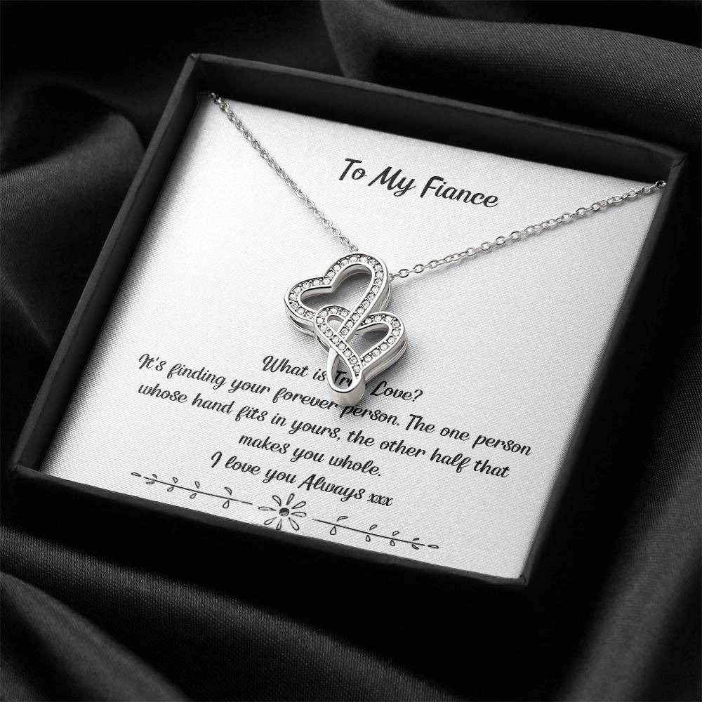 To My Fiancee Pendant Necklace Future Wife Necklace Card Engagement Gifts For Fiance Romantic Jewelry Gift For Fiance Double Hearts Necklace