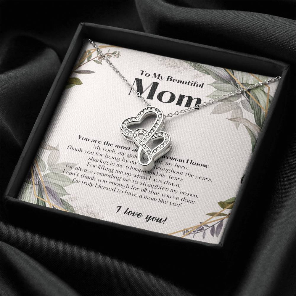To My Beautiful Mom Necklace To My Badass Mom Necklace Badass Mom Gift Mother’S Day Gift Birthday Gift Gift From 1 Double Hearts Necklace