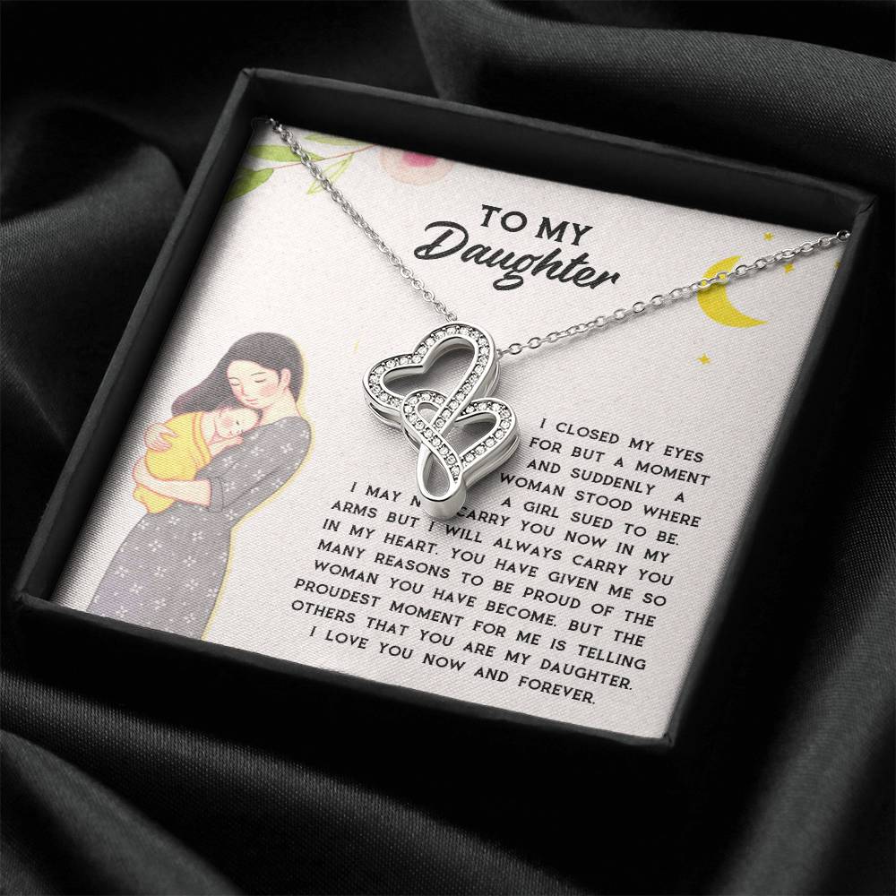 To Daughter From Dad 2 Double Heart Necklace Gift - Mother And Daughter Necklace - Mom Gift - Mother Jewelry - Daught 3 Double Hearts Necklace