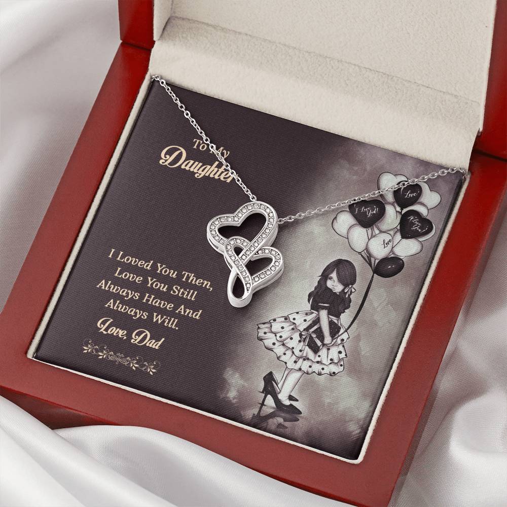 To My Daughter From Dad 1 Double Hearts Necklace